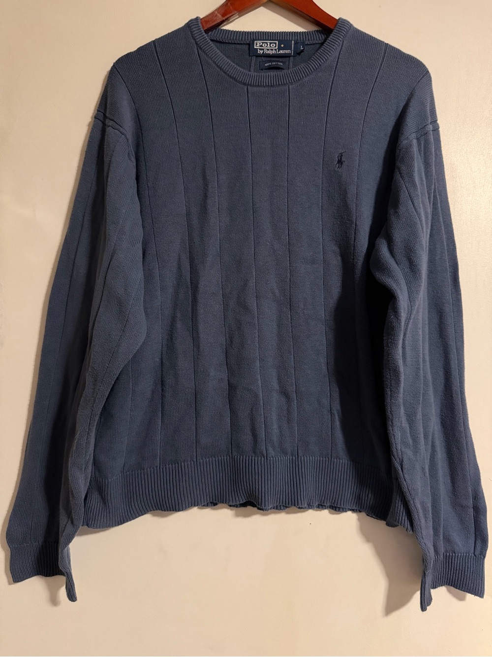 VINTAGE Polo by Ralph Lauren Men's Navy Crewneck Sweater
